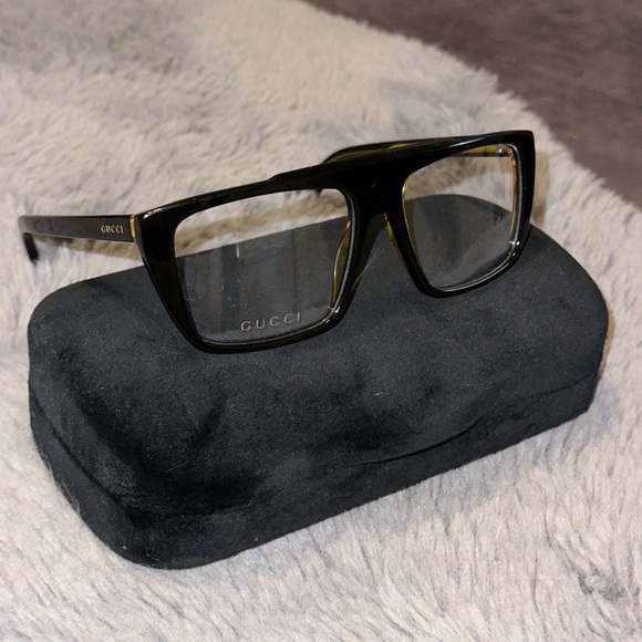 NEW Gucci GG10400 001 Black Yellow Rectangle Unisex Clear or Demo Lenses Glasses - Picture 6 of 13